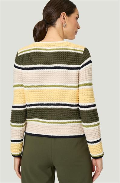 Strickjacke gestreift patch khakicream