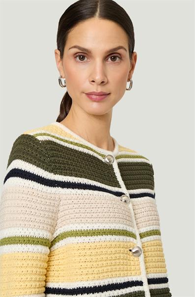 Strickjacke gestreift patch khakicream