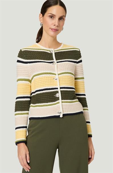 Strickjacke gestreift patch khakicream