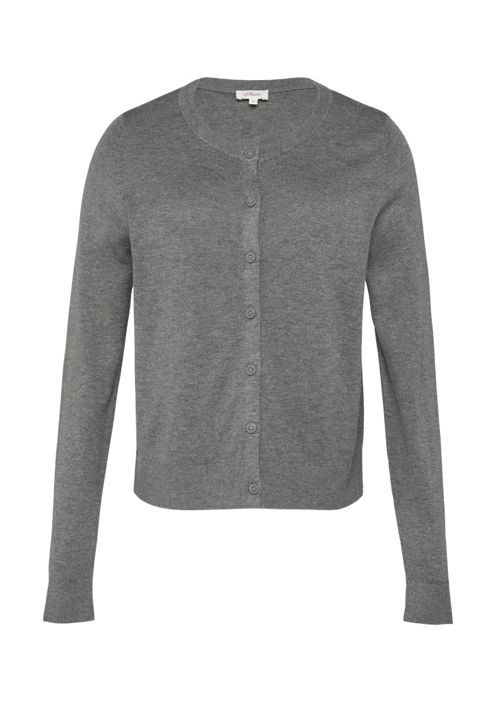 s.Oliver Strickjacke Rundhals-Strickjacke mit Knopfleiste Rippbündchen günstig online kaufen
