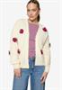 Strickjacke mit bunten 3D Blumen patch cream-pink