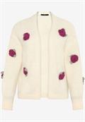 Strickjacke mit bunten 3D Blumen patch cream-pink