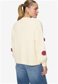 Strickjacke mit bunten 3D Blumen patch cream-pink