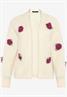 Strickjacke mit bunten 3D Blumen patch cream-pink