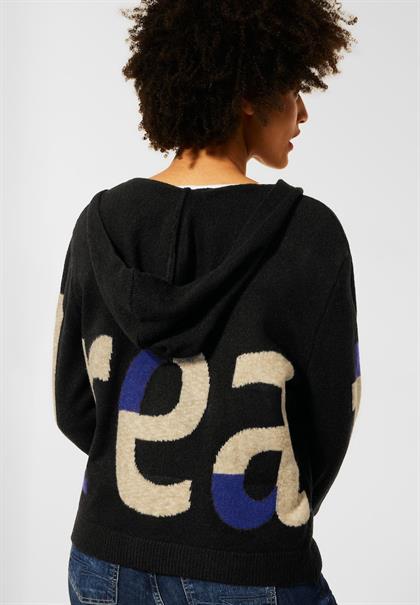 Strickjacke mit Kapuze black