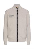 Strickjacke mit Kontrastdetails und Stehkragen dust grey