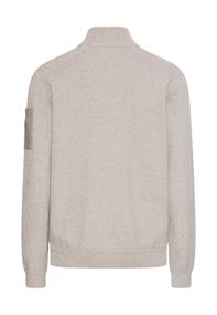 Strickjacke mit Kontrastdetails und Stehkragen dust grey