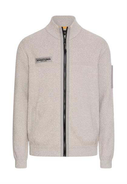 Strickjacke mit Kontrastdetails und Stehkragen dust grey