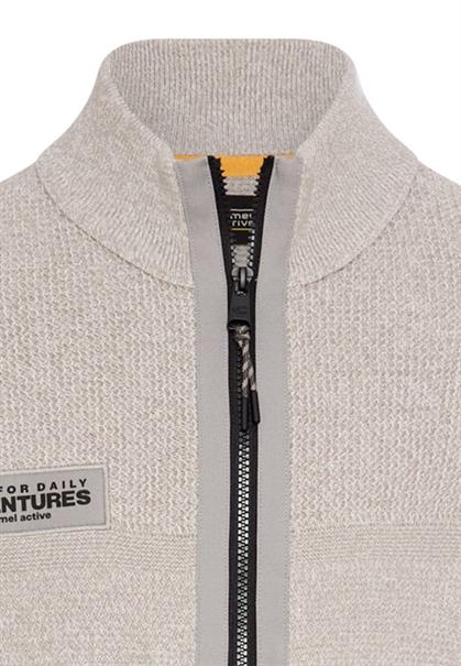 Strickjacke mit Kontrastdetails und Stehkragen dust grey