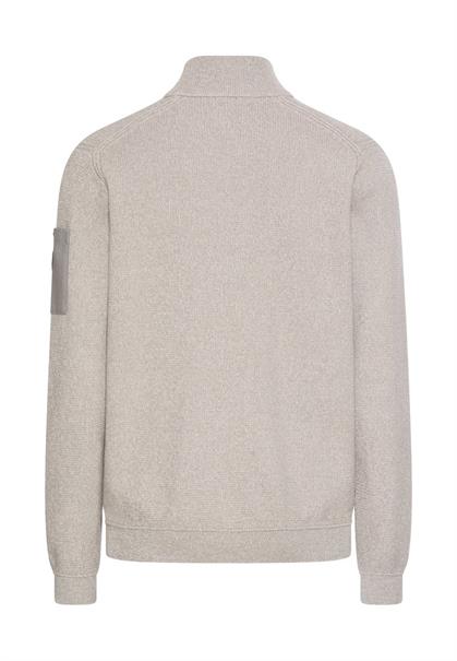 Strickjacke mit Kontrastdetails und Stehkragen dust grey