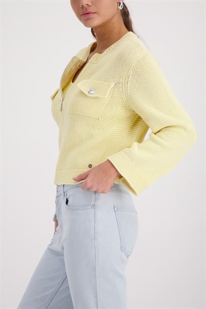 Strickjacke mit Pattentaschen pastel yellow