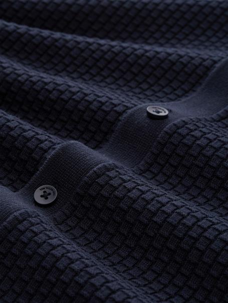 Strickjacke mit Polokragen sky captain blue