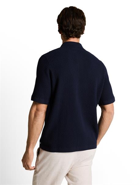 Strickjacke mit Polokragen sky captain blue