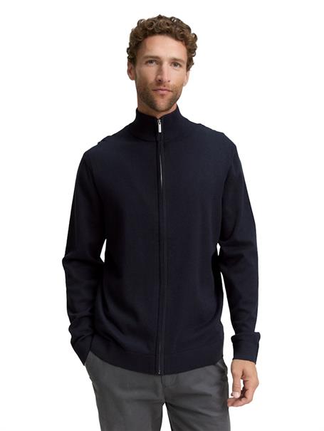 Strickjacke mit Stehkragen knitted navy melange