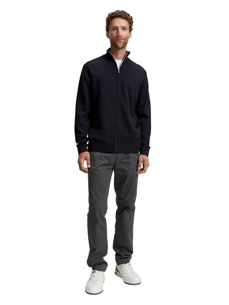 Strickjacke mit Stehkragen knitted navy melange
