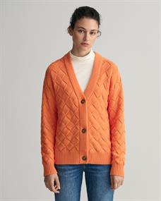 Strickjacke mit Webstruktur apricot orange