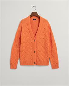 Strickjacke mit Webstruktur apricot orange