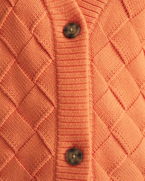 Strickjacke mit Webstruktur apricot orange