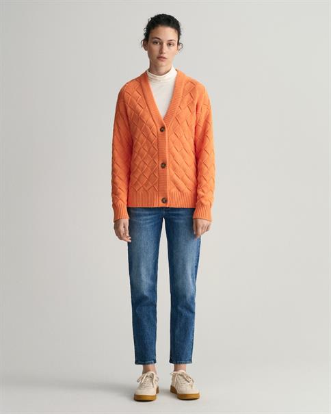 Strickjacke mit Webstruktur apricot orange