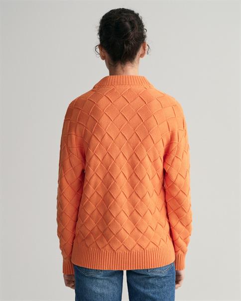Strickjacke mit Webstruktur apricot orange