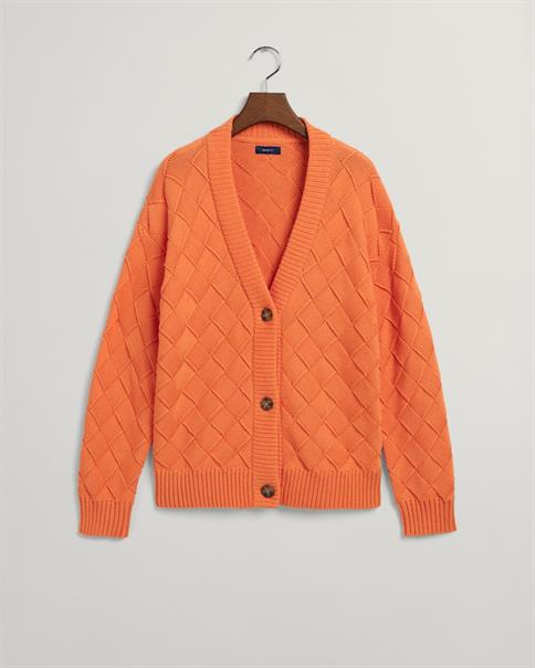 Strickjacke mit Webstruktur apricot orange