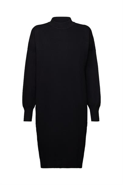 Strickkleid mit Stehkragen black