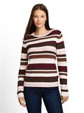 Strickpullover aus Baumwolle camel brown red stripe
