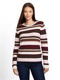 Strickpullover aus Baumwolle camel brown red stripe