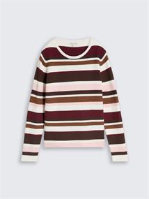 Strickpullover aus Baumwolle camel brown red stripe