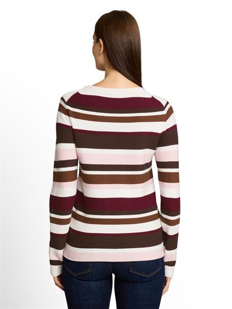 Strickpullover aus Baumwolle camel brown red stripe