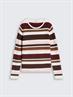 Strickpullover aus Baumwolle camel brown red stripe