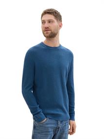 Strickpullover aus Baumwolle dark teal melange