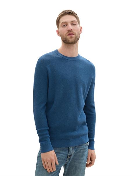Strickpullover aus Baumwolle dark teal melange