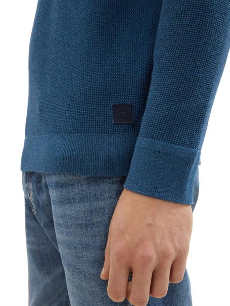 Strickpullover aus Baumwolle dark teal melange
