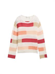 Strickpullover aus Bio-Baumwolle fresh berry highlight stripe