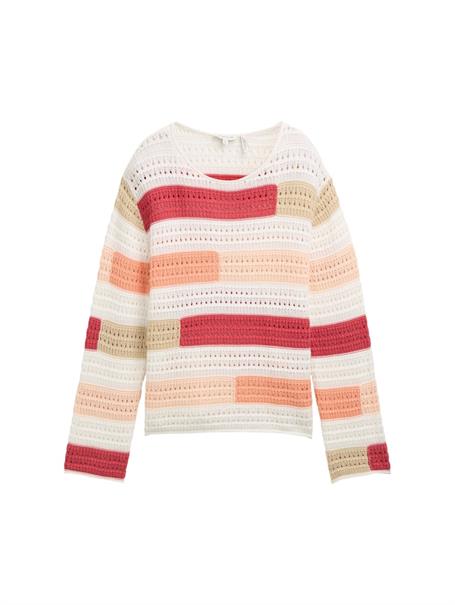 Strickpullover aus Bio-Baumwolle fresh berry highlight stripe