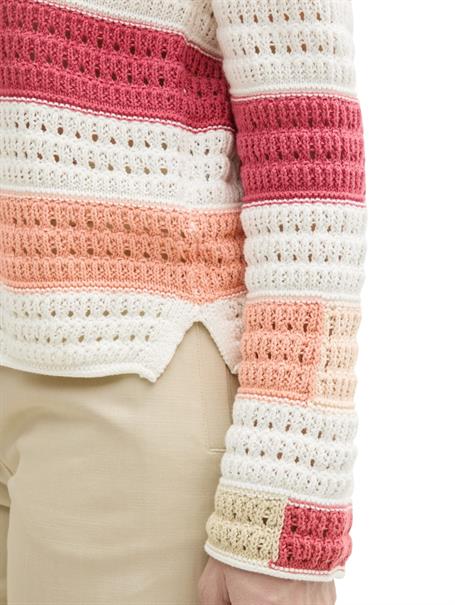 Strickpullover aus Bio-Baumwolle fresh berry highlight stripe
