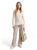 Strickpullover aus Bio-Baumwolle sand stone offwhite stripe
