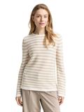 Strickpullover aus Bio-Baumwolle sand stone offwhite stripe