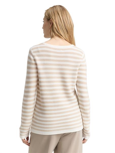 Strickpullover aus Bio-Baumwolle sand stone offwhite stripe