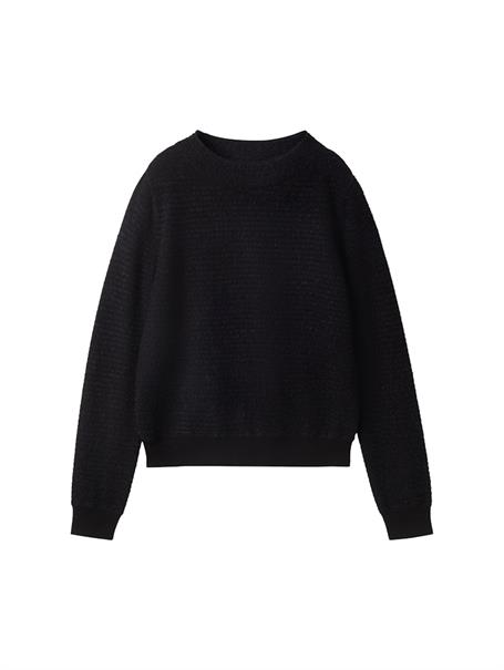 Strickpullover aus Federgarn deep black