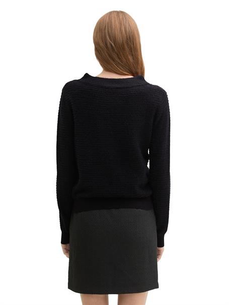 Strickpullover aus Federgarn deep black