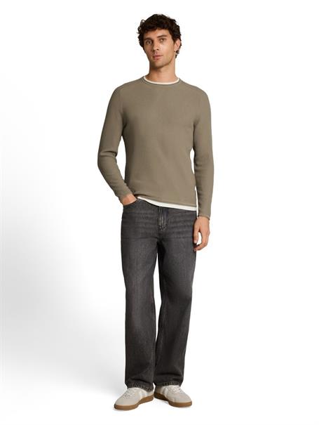 Strickpullover im 2-in-1-Look dark sage green