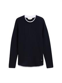 Strickpullover im 2-in-1-Look sky captain blue