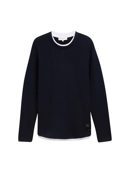 Strickpullover im 2-in-1-Look sky captain blue
