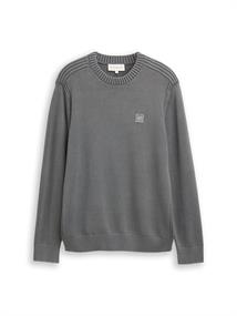 Strickpullover im Washed-Look aus Baumwolle classic dark grey