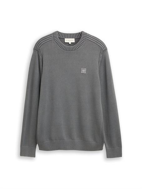 Strickpullover im Washed-Look aus Baumwolle classic dark grey