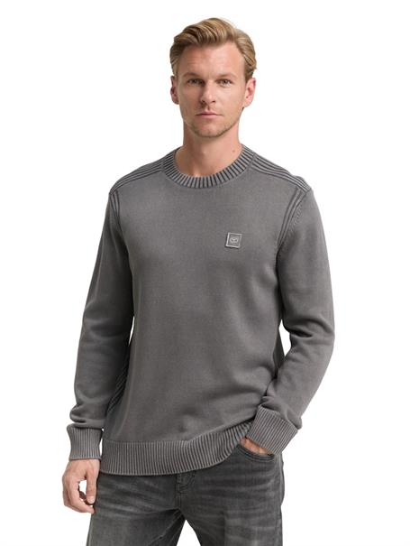 Strickpullover im Washed-Look aus Baumwolle classic dark grey