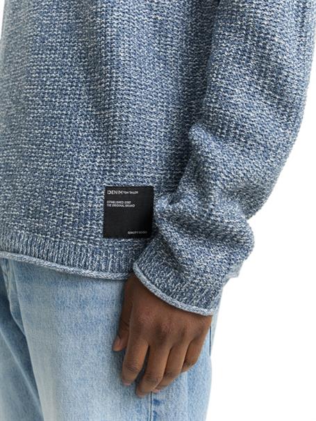 Strickpullover in Melange-Optik denim blue white mouline
