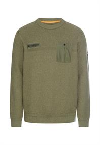 Strickpullover mit Brusttasche leaf green